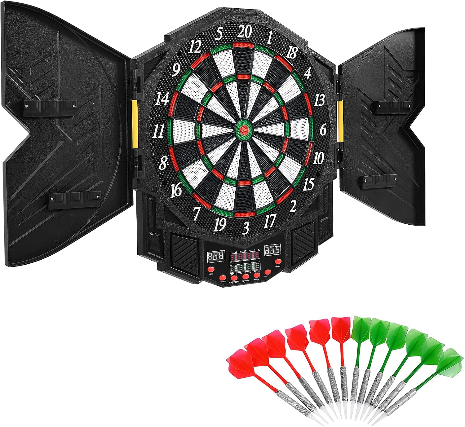 Electronic Dartboard Set Auto Scoring LED Display 12 Darts Cabinet