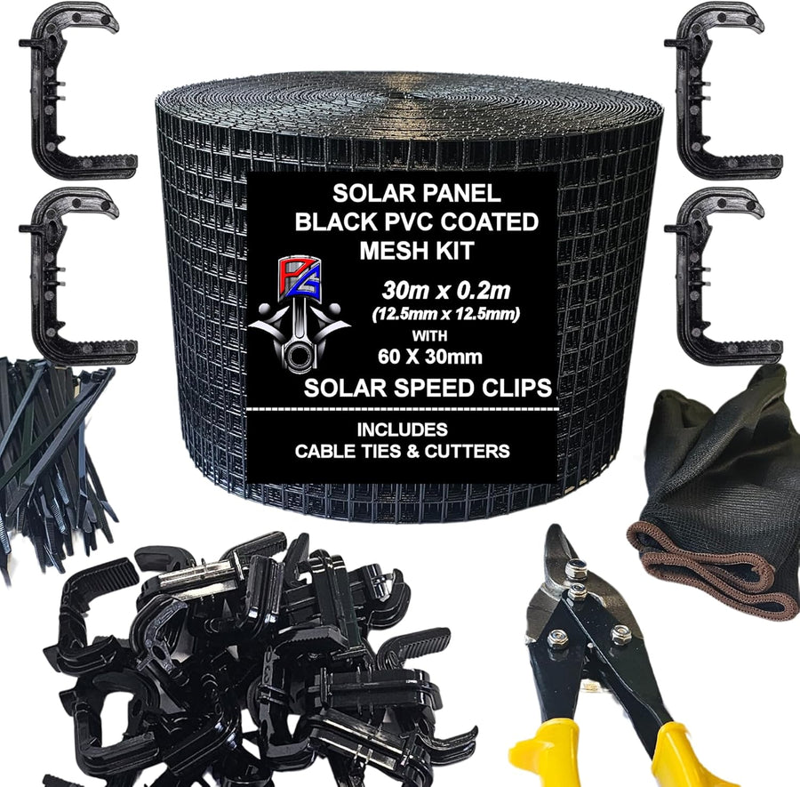 30M Solar Panel Bird Proofing Mesh Kit with 60 Clips