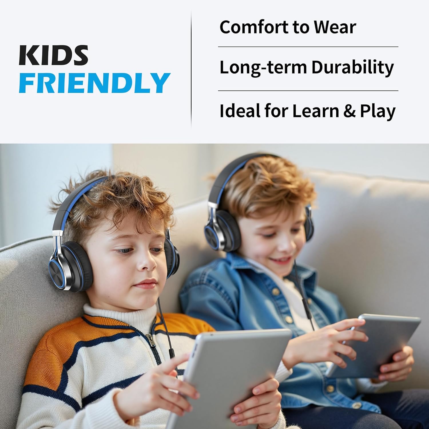 Wired On Ear Headphones with Mic 3.5mm Foldable Stereo Sound