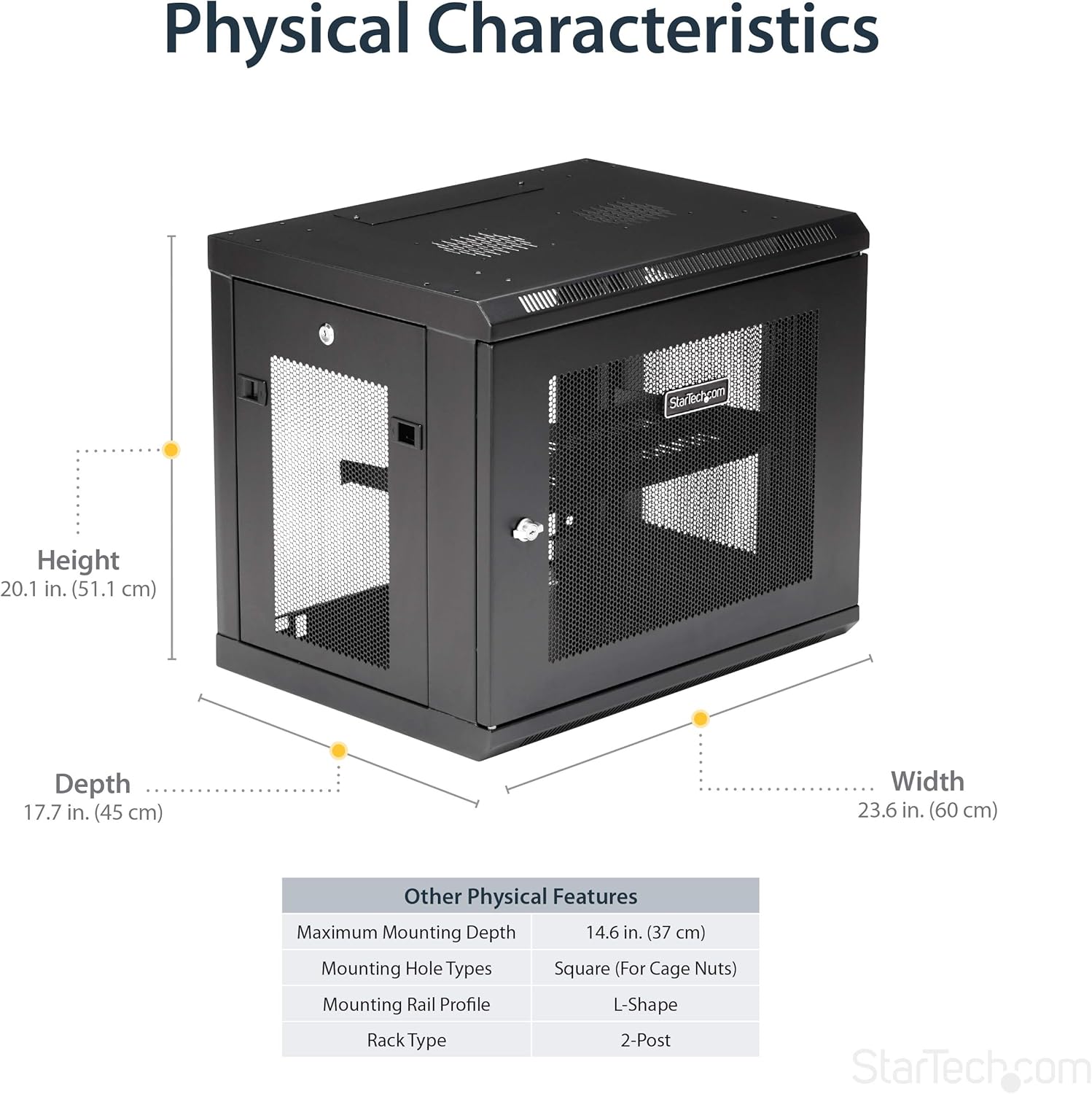 9U Lockable Wall Mount Server Cabinet with Shelf