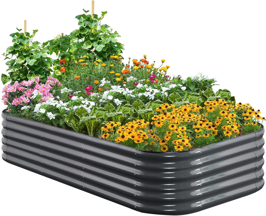 Large Oval Galvanized Raised Garden Bed 240x120cm Steel