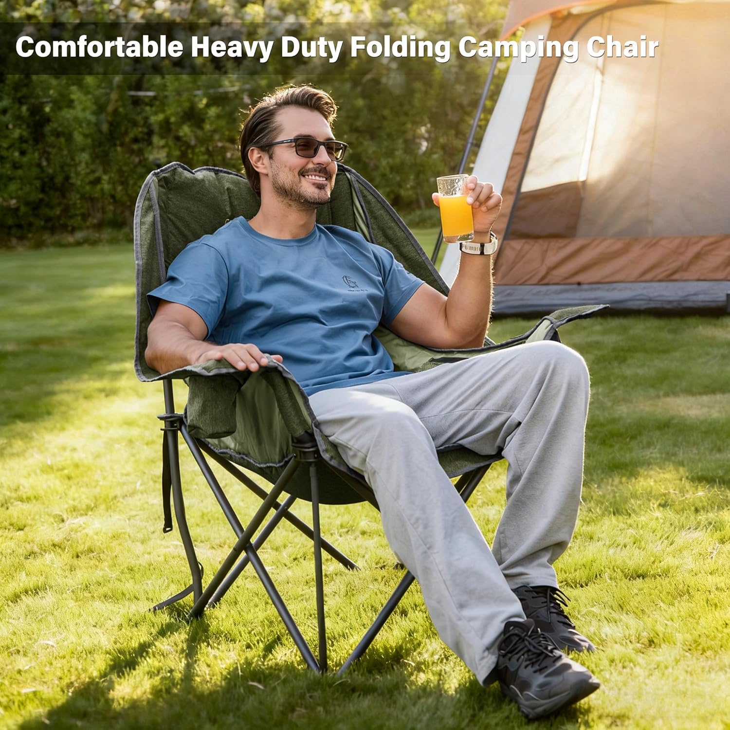 Oversized Padded Camping Chair 227KG Green