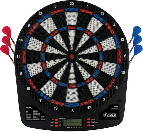 Electronic Dartboard Soft Tip 32 Games 590 Modes 6 Darts Compact