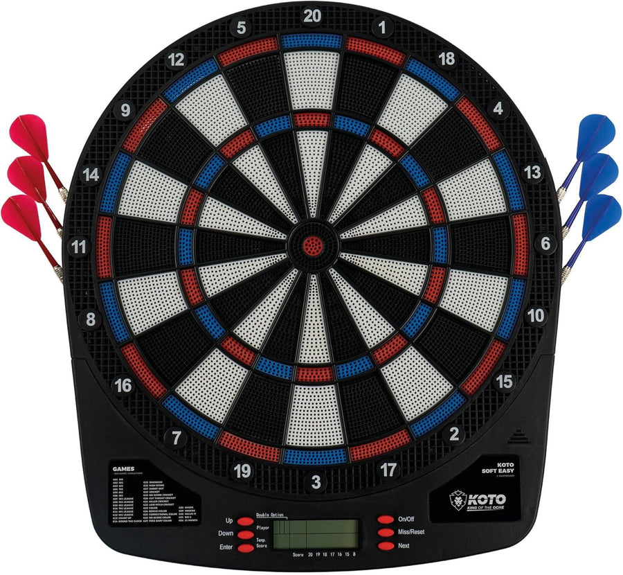 Electronic Dartboard Soft Tip 32 Games 590 Modes 6 Darts Compact