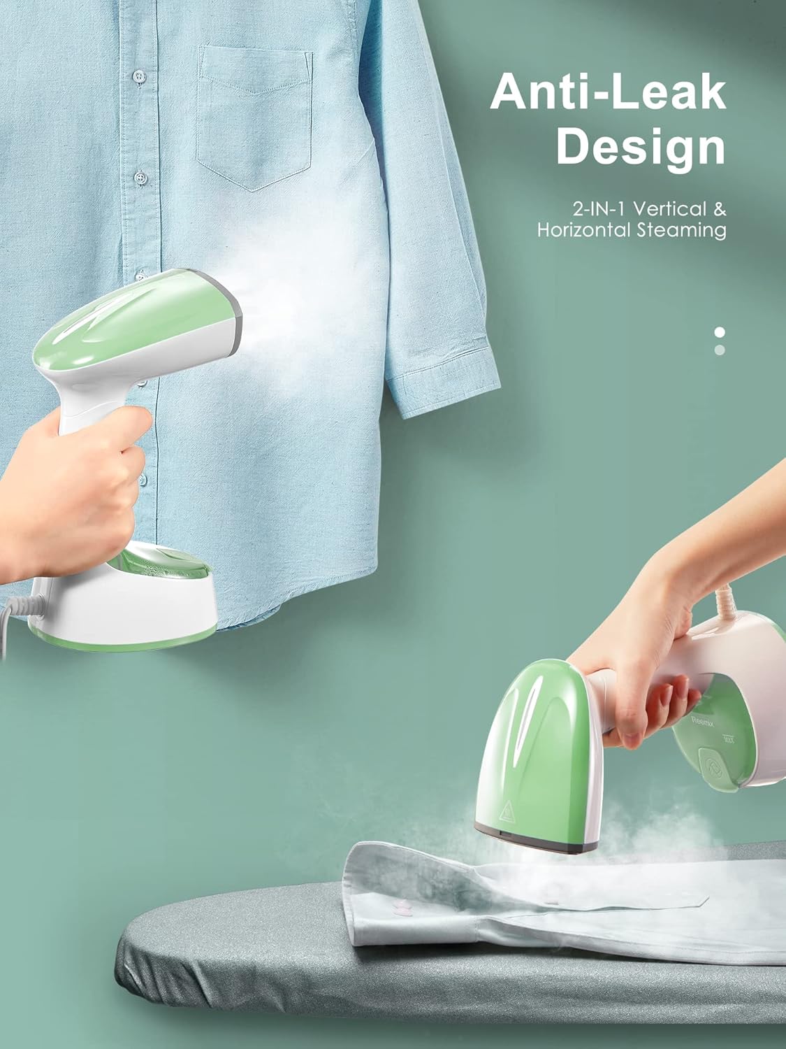 Foldable Handheld Garment Steamer 1200W Fast Heat 25s Green