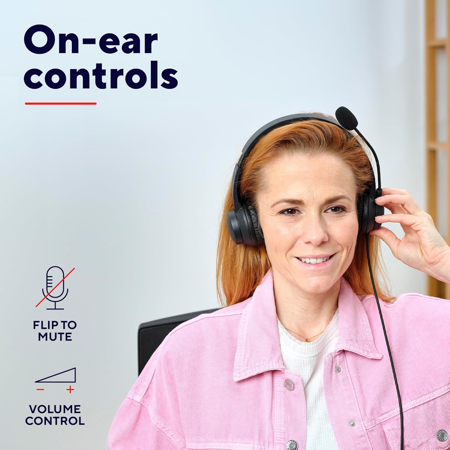 USB On Ear Headset with Mic Lightweight PC Laptop Office Calls
