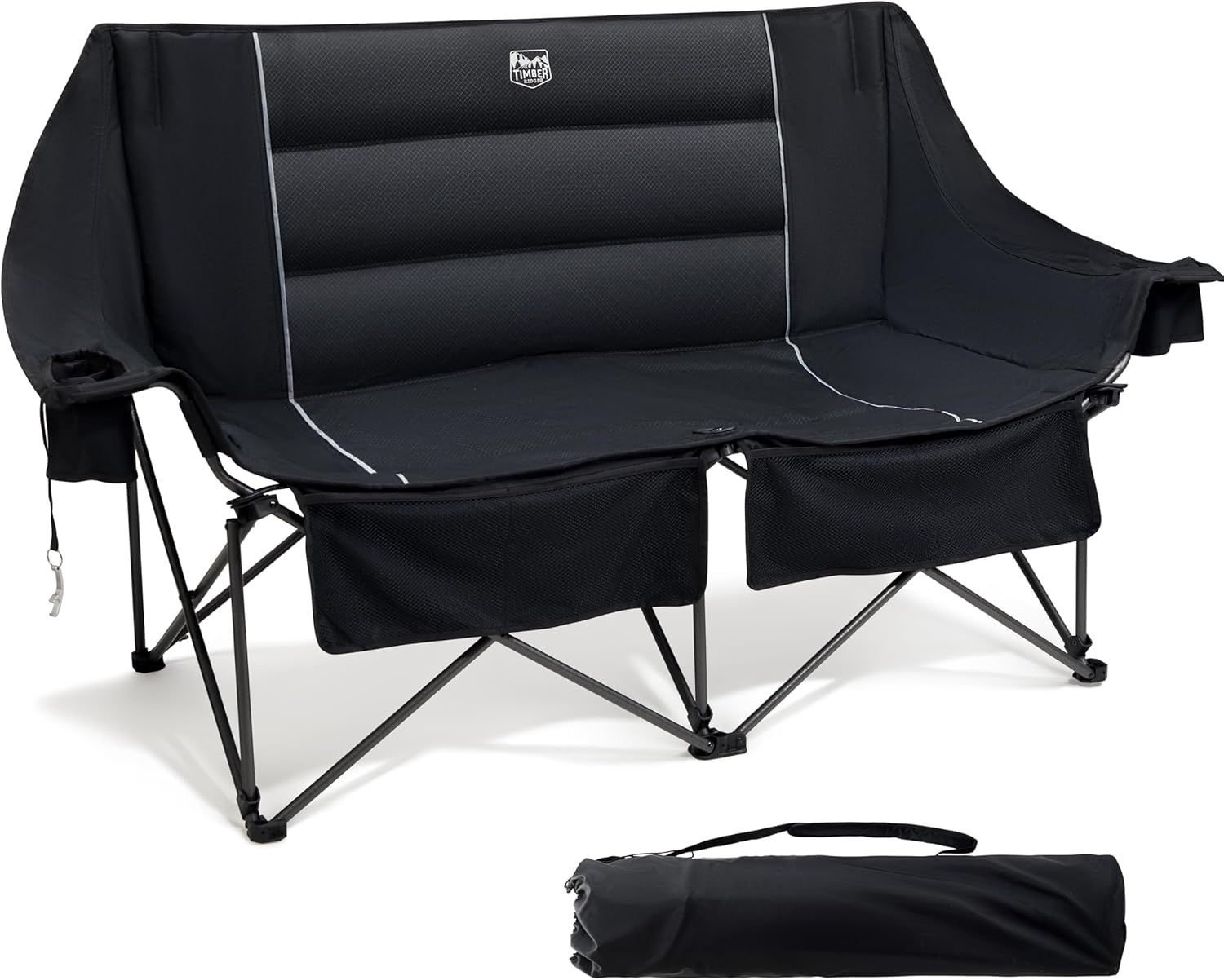 2 Seater Camping Loveseat Folding Sofa 320KG Black