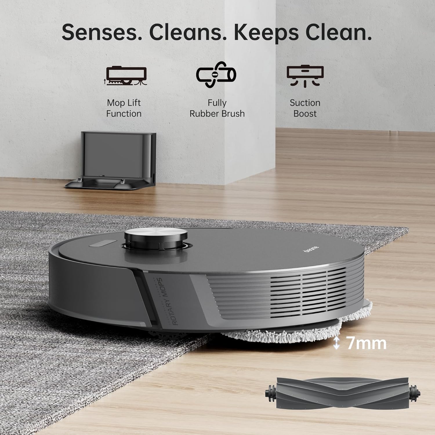 Robot Vacuum Mop 5300Pa LiDAR Mapping Smart Clean Pet Hair