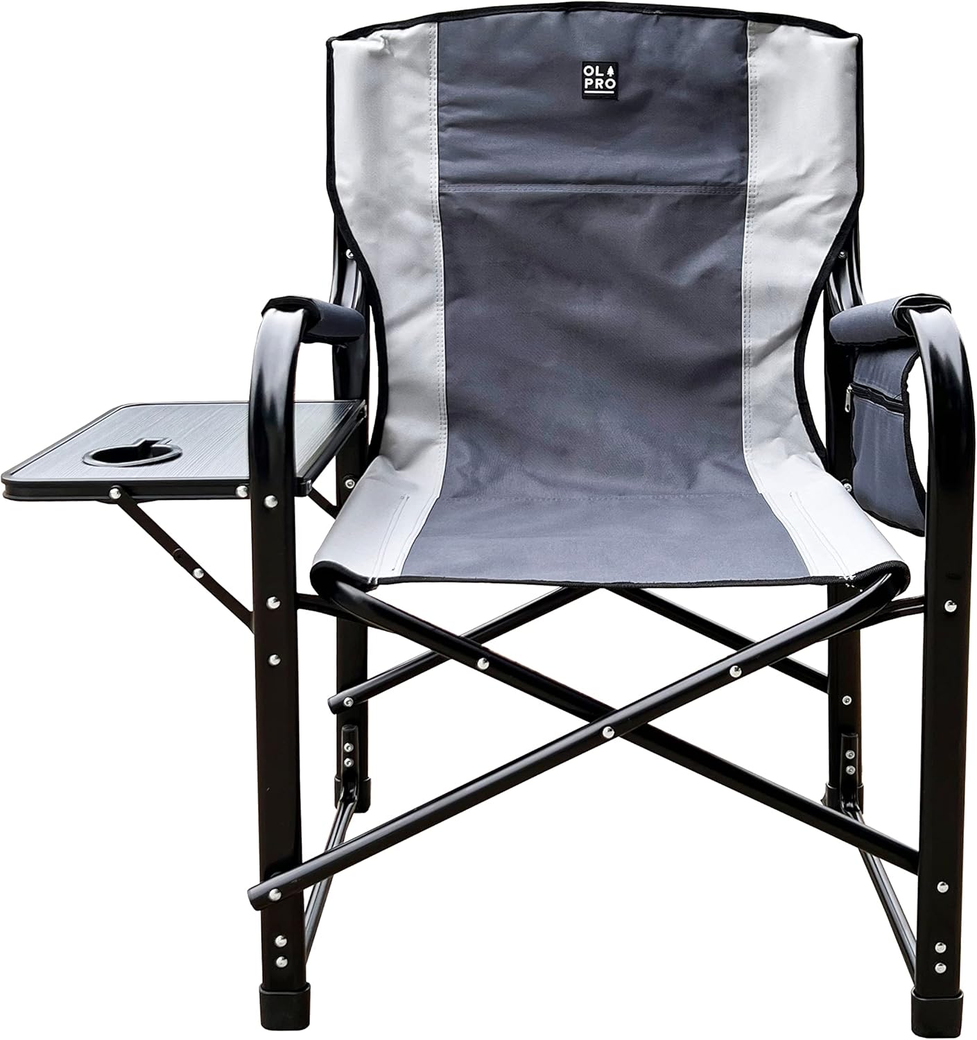 2 Pack Grey Directors Camping Chairs with Table