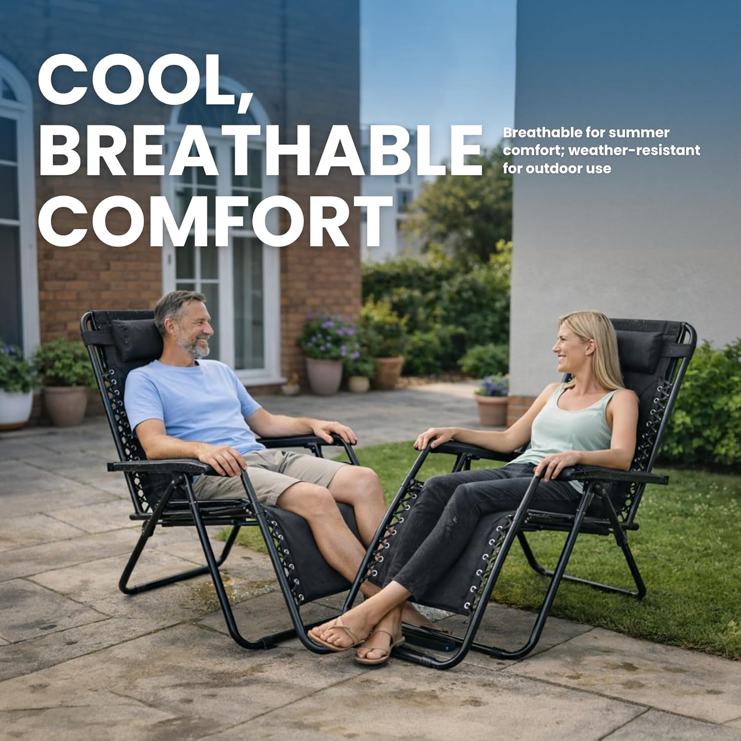 Zero Gravity Chairs Set of 2 Padded Reclining Sun Loungers