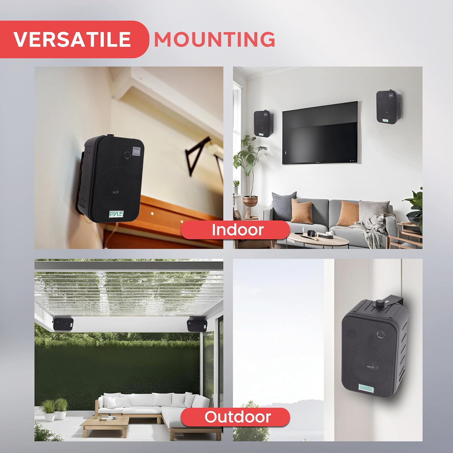 Outdoor Wall Speakers 500W Waterproof Patio Garden Stereo Pair