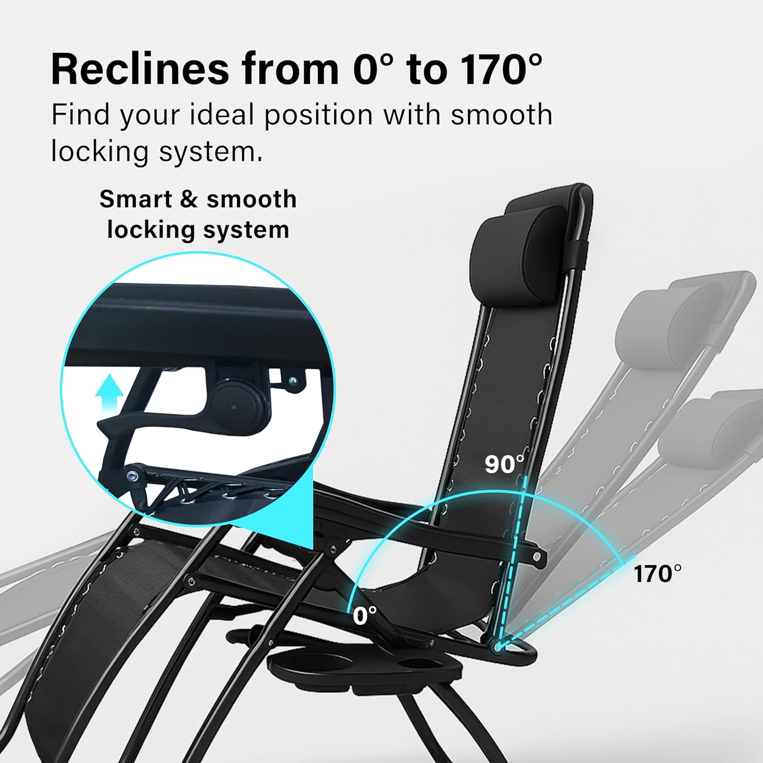Set of 2 Zero Gravity Folding Lounge Chairs Black