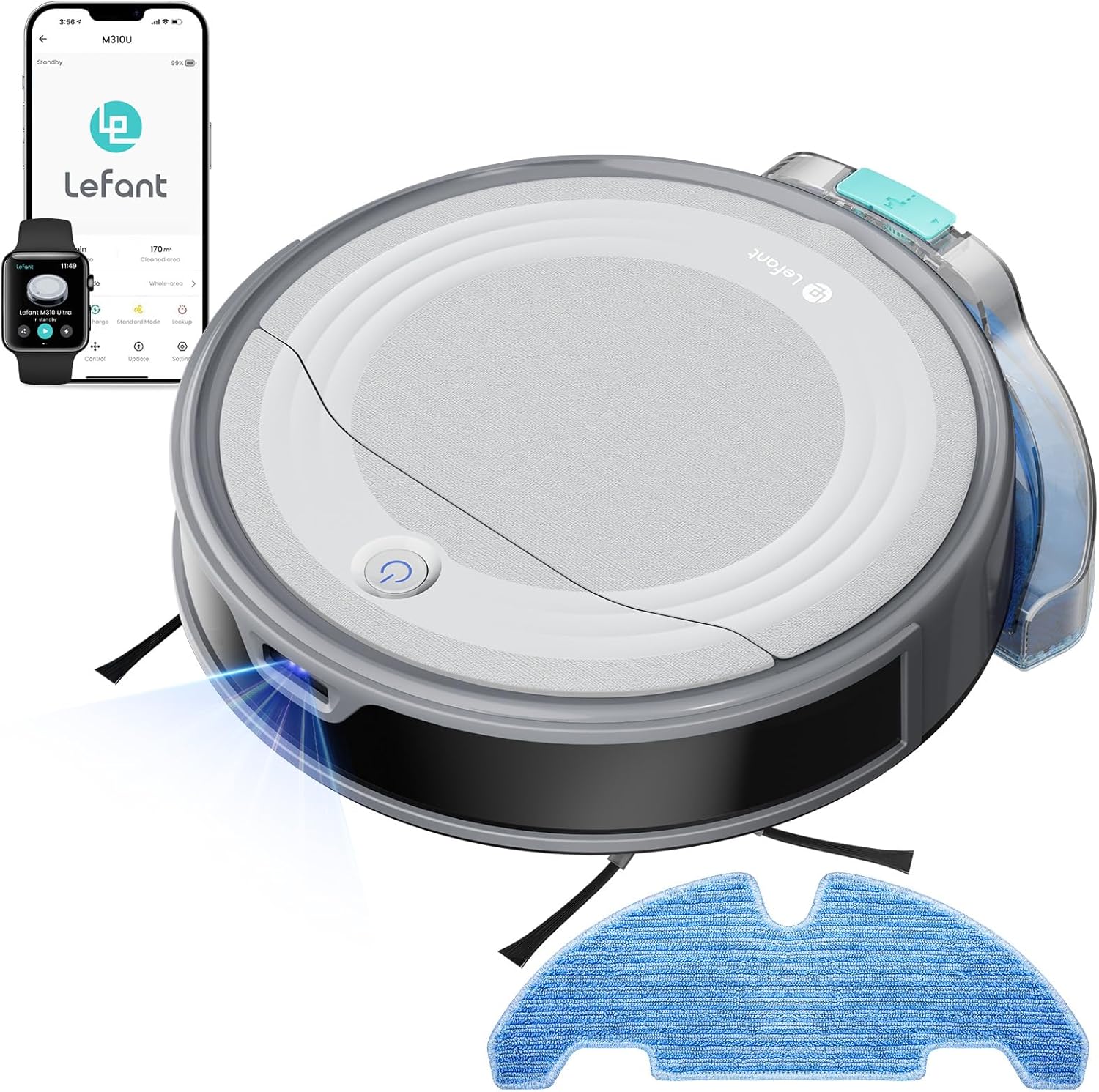 Robot Vacuum Mop 6000Pa LiDAR 170Min WiFi App Pet Hair