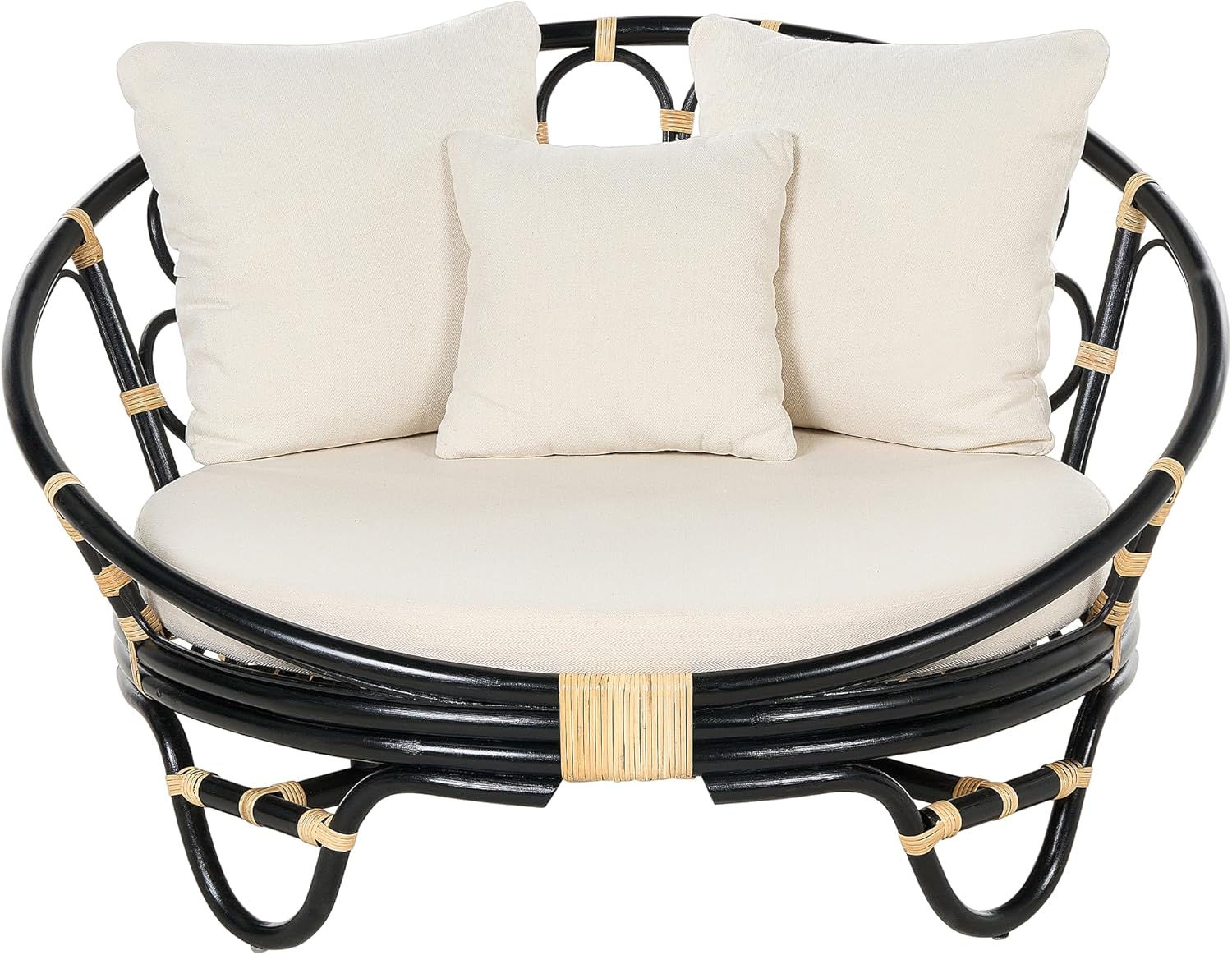 Outdoor Rattan Daybed with 3 Cushions Black