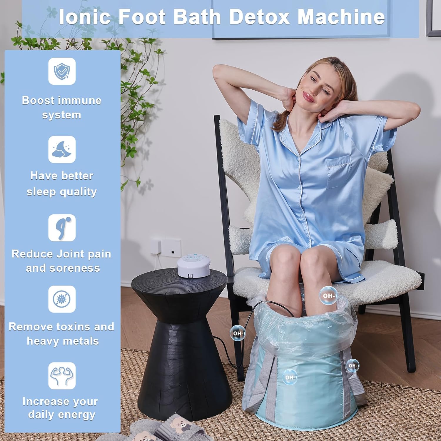 Ionic Foot Detox Spa Machine Portable Basin 2 Arrays Foot Bath