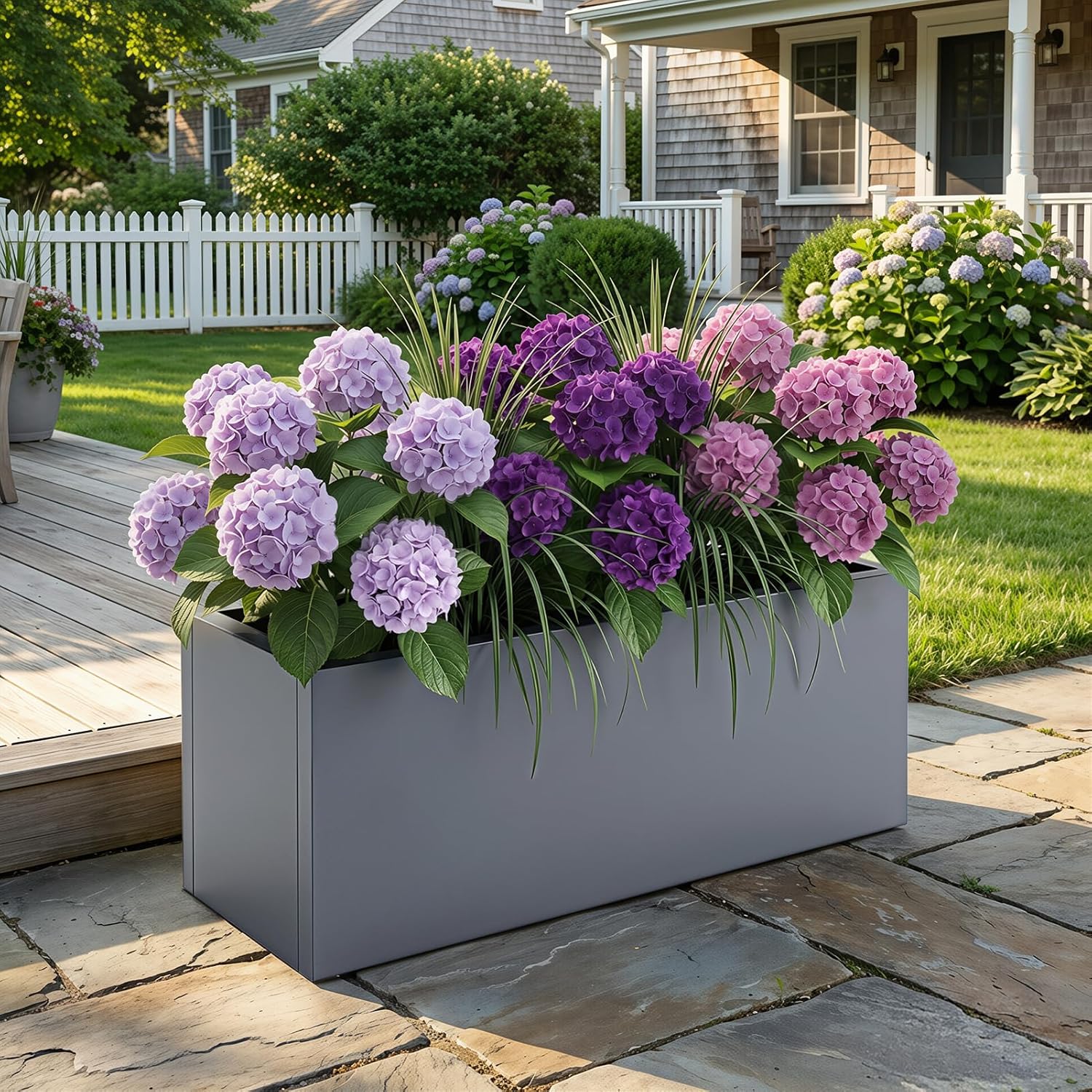 Raised Garden Bed Galvanised Steel Planter Box 70L Outdoor Indoor Grey