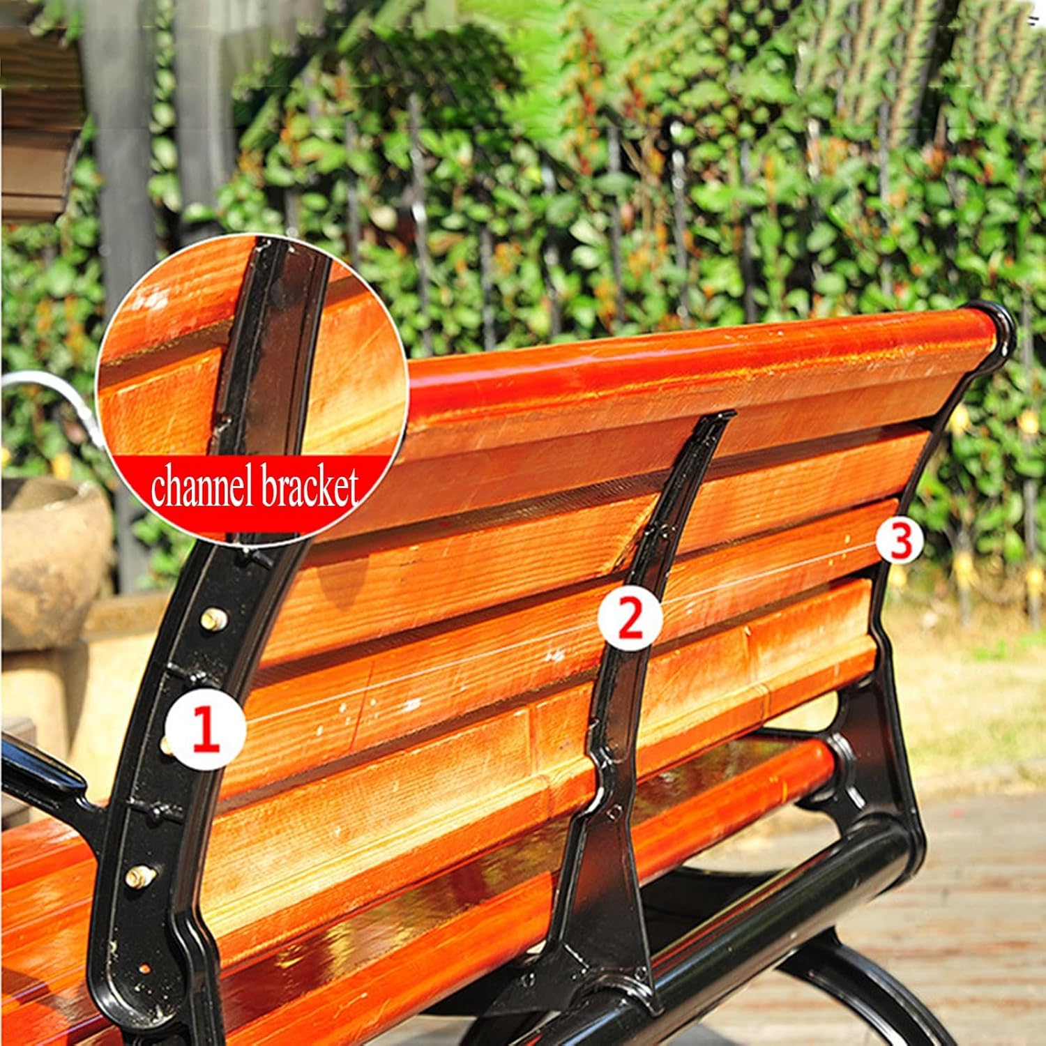 Wooden Garden Bench 120cm Outdoor Patio Seat with Armrests