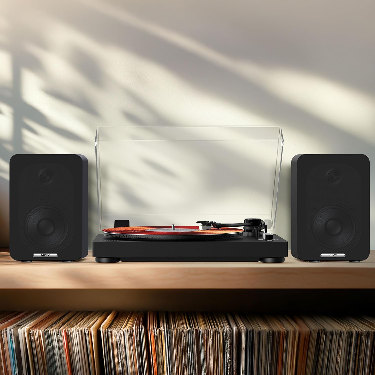 Bluetooth Vinyl Record Player HiFi Turntable 50W Speakers Black