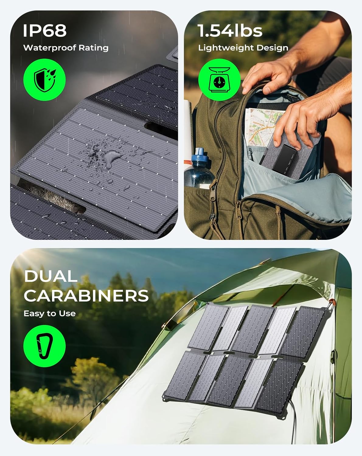 35W Foldable Solar Panel Charger USB C PD Portable Camping