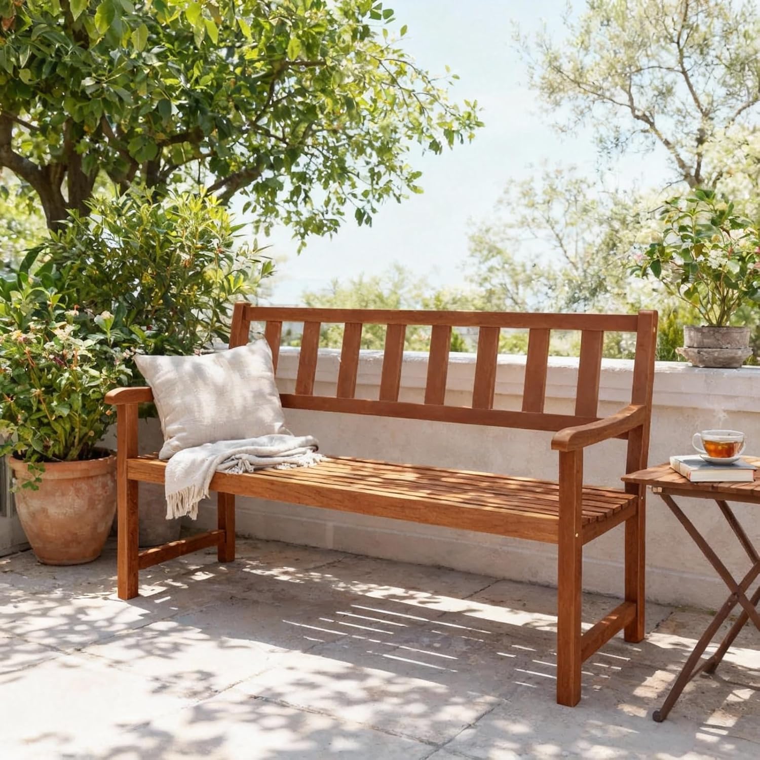 2 Seater Wooden Garden Bench 120cm Acacia Outdoor Patio Bench Seat