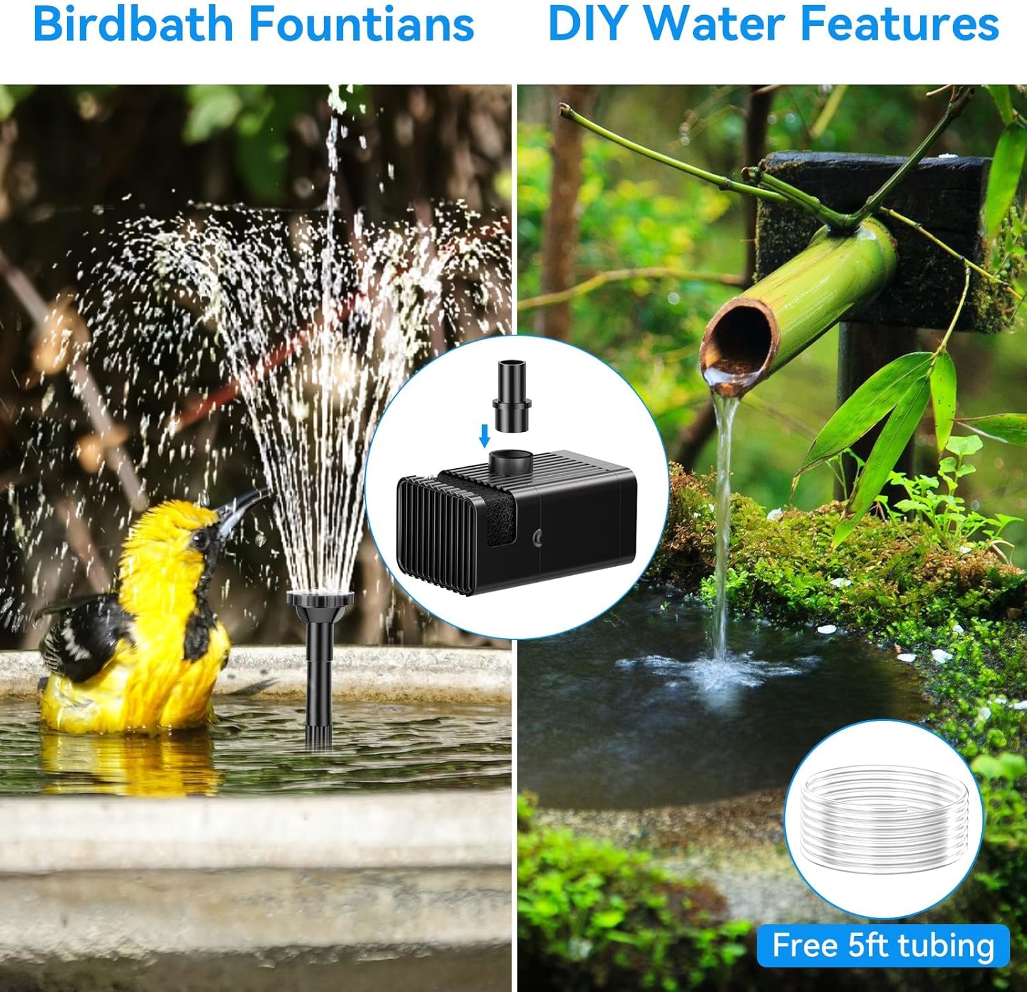 8W Solar Pond Pump Fountain with Battery Backup 8 Nozzles