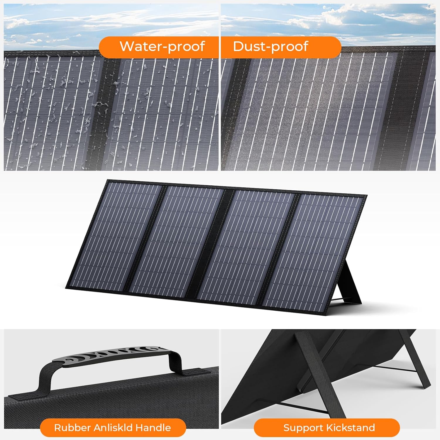 60W Portable Foldable Solar Panel USB C QC3.0 Camping Charger