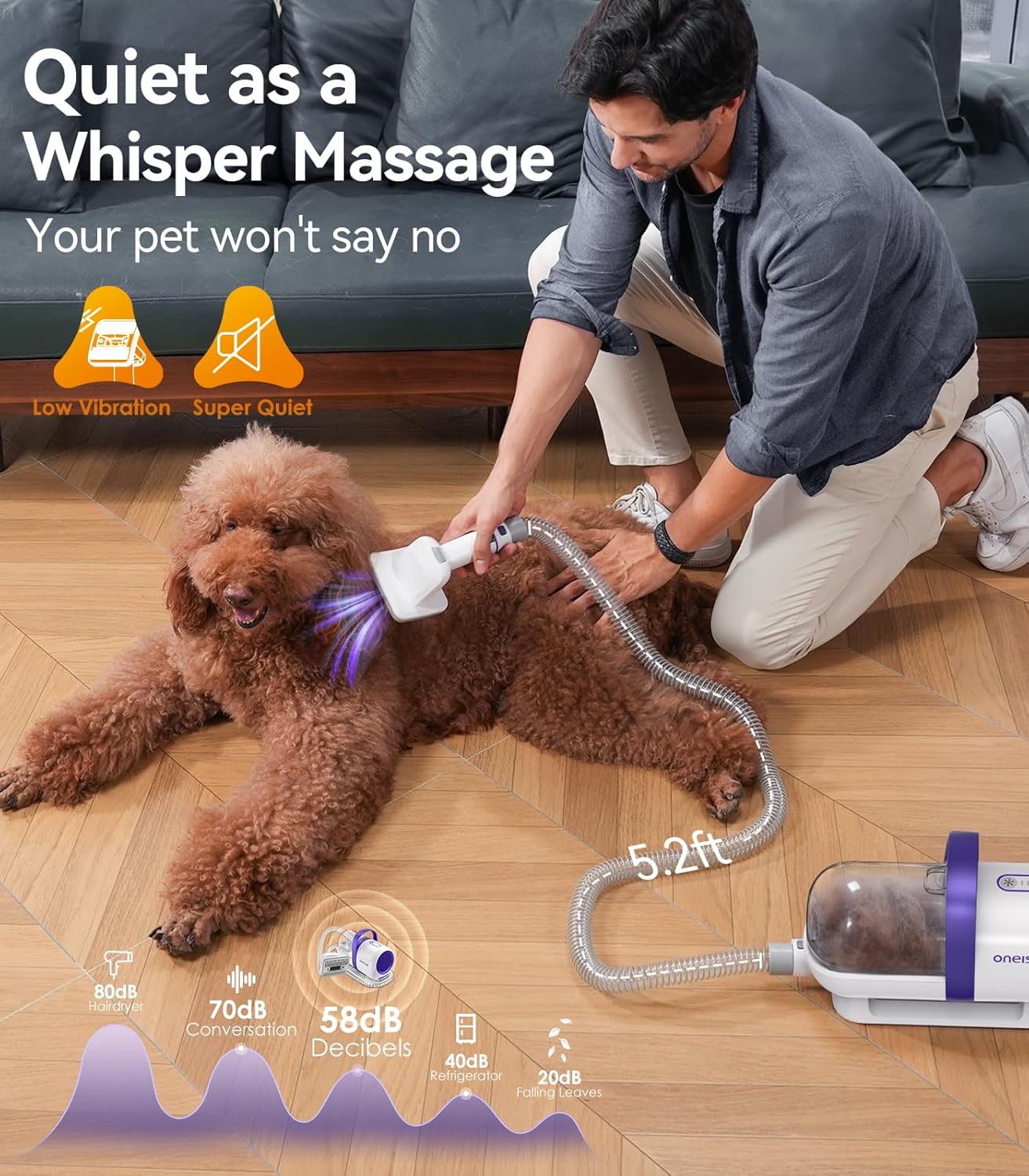 Dog Grooming Vacuum Kit Pet Hair Remover Brush 4 Tools