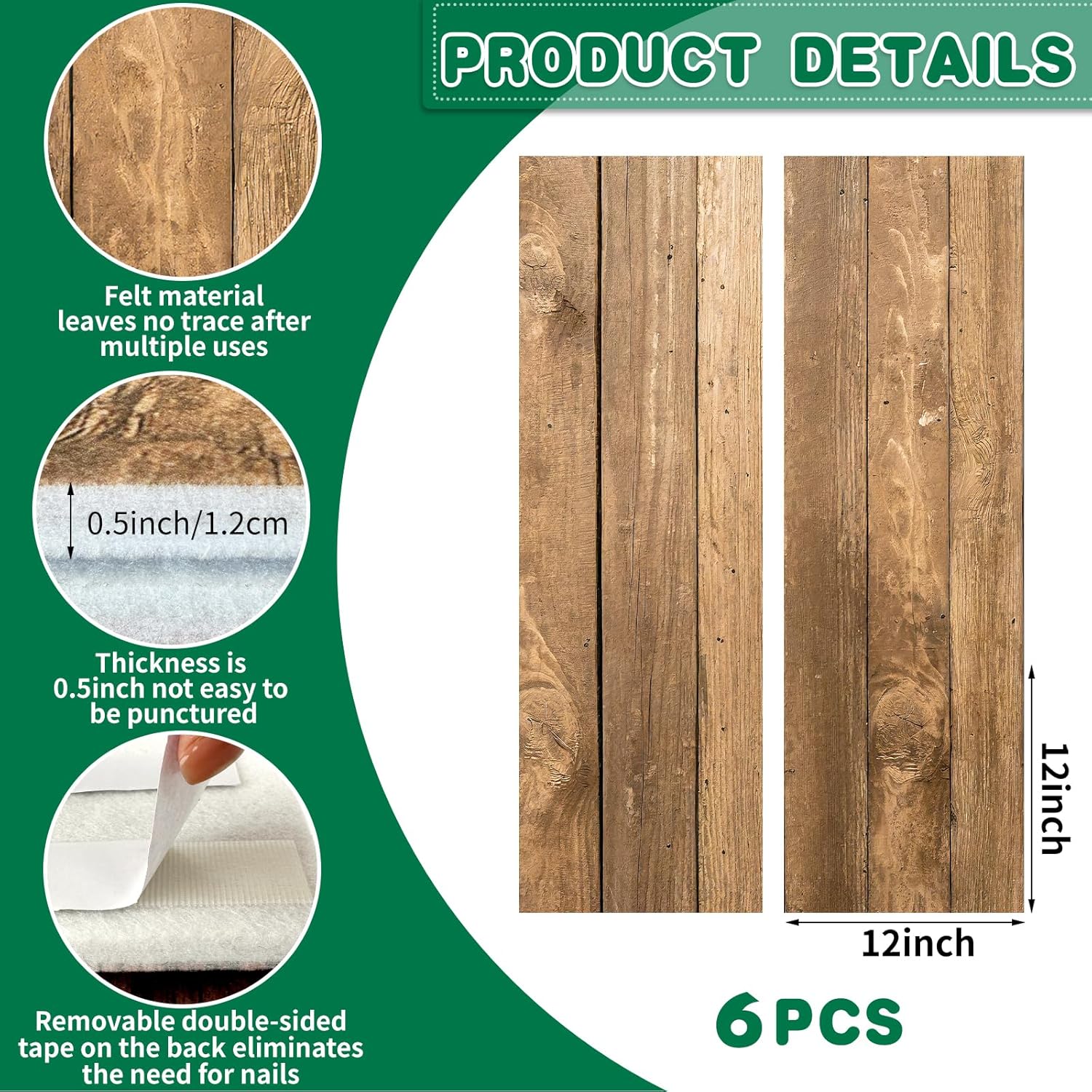 Dartboard Wall Protector Felt Tiles Self Adhesive 6 Pack Wood