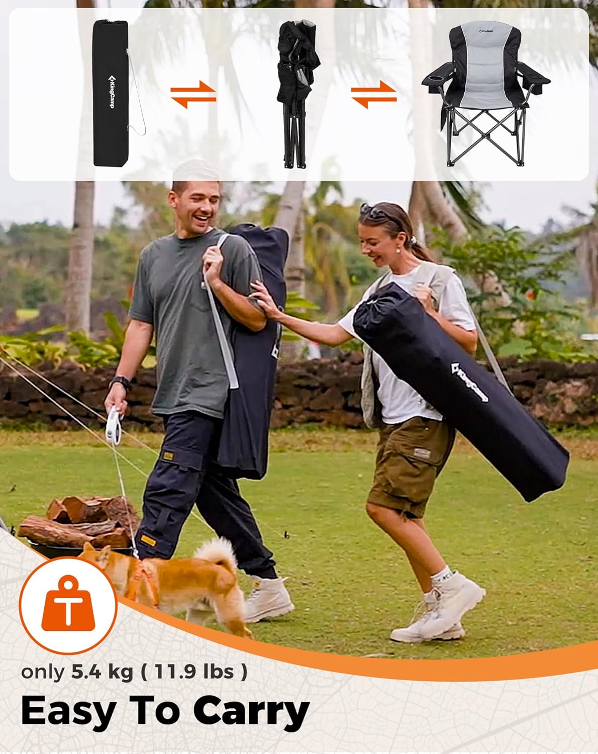 Oversized Camping Chair 205KG Cooler Lumbar