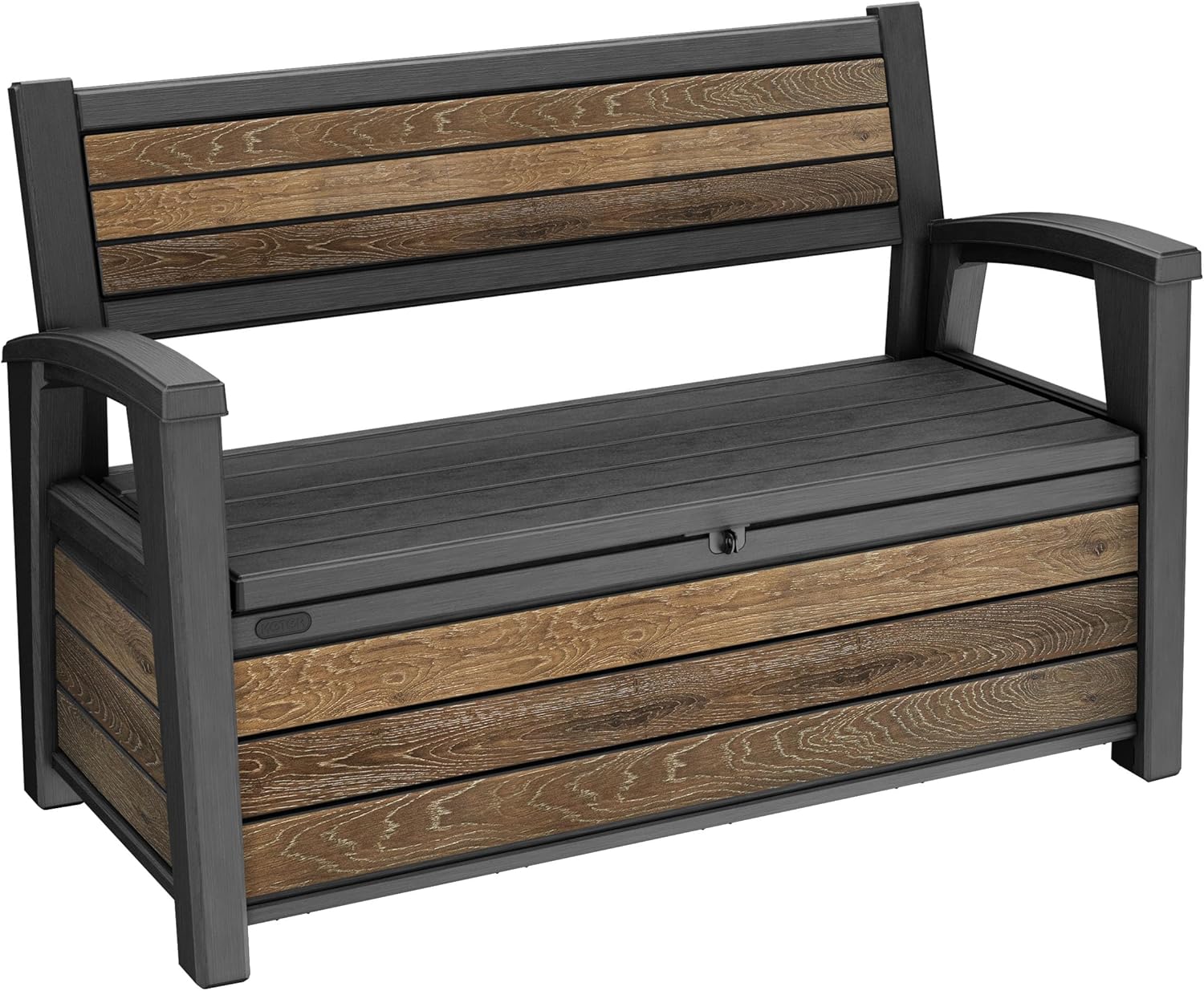 270L Outdoor Garden Storage Bench Wood Look Resin Seat