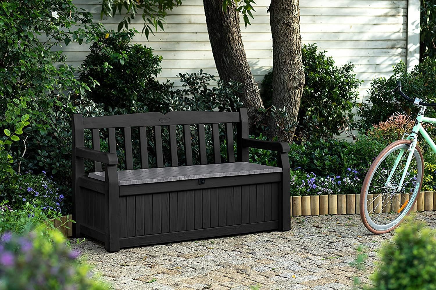 Outdoor Garden Storage Bench 265L Deck Box Patio Seat Grey