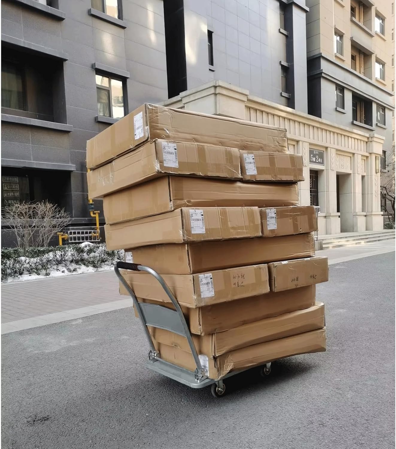 Foldable Flatbed Platform Trolley 90x60cm Push Cart