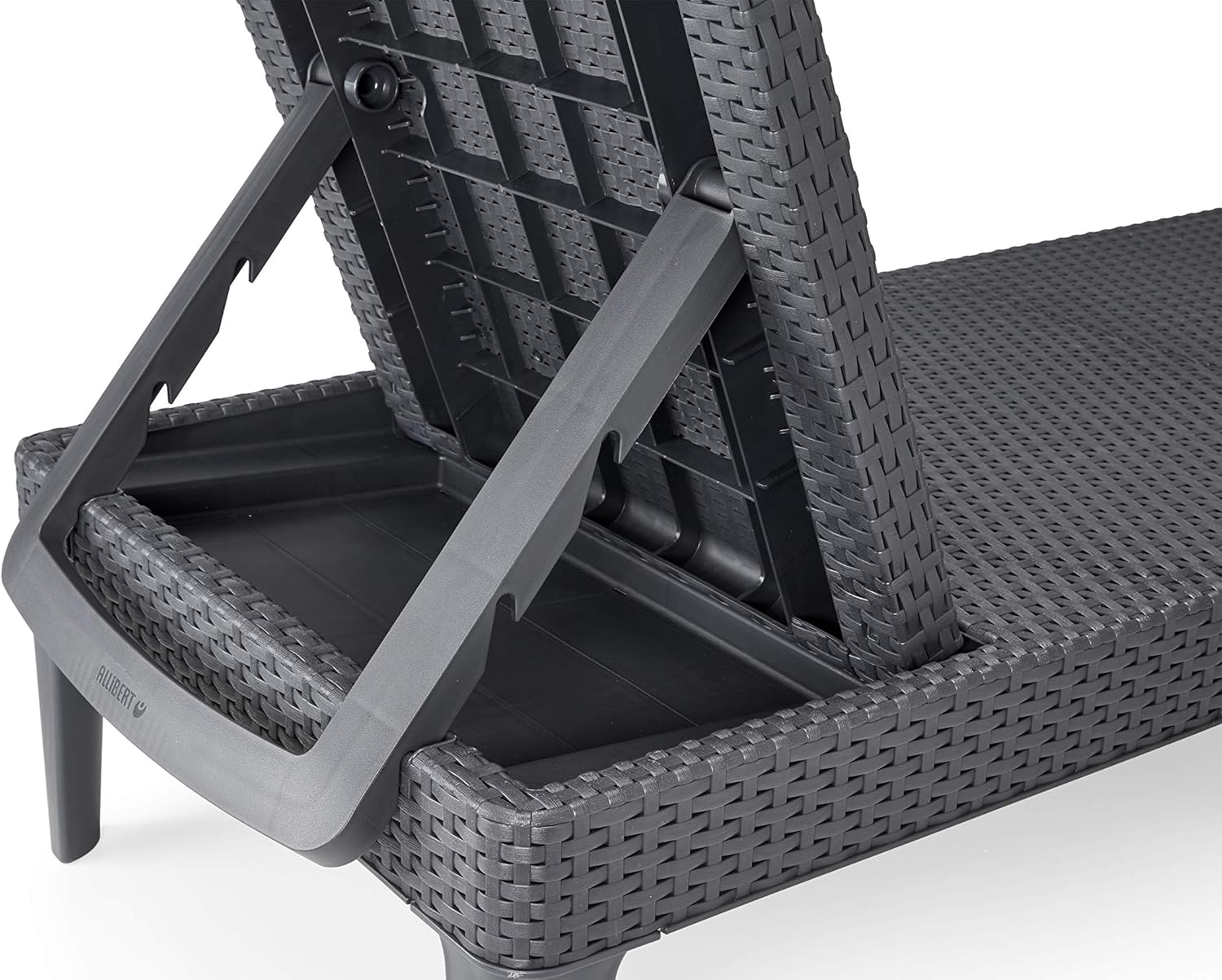 Folding Garden Sun Lounger Adjustable Backrest Cushion Grey