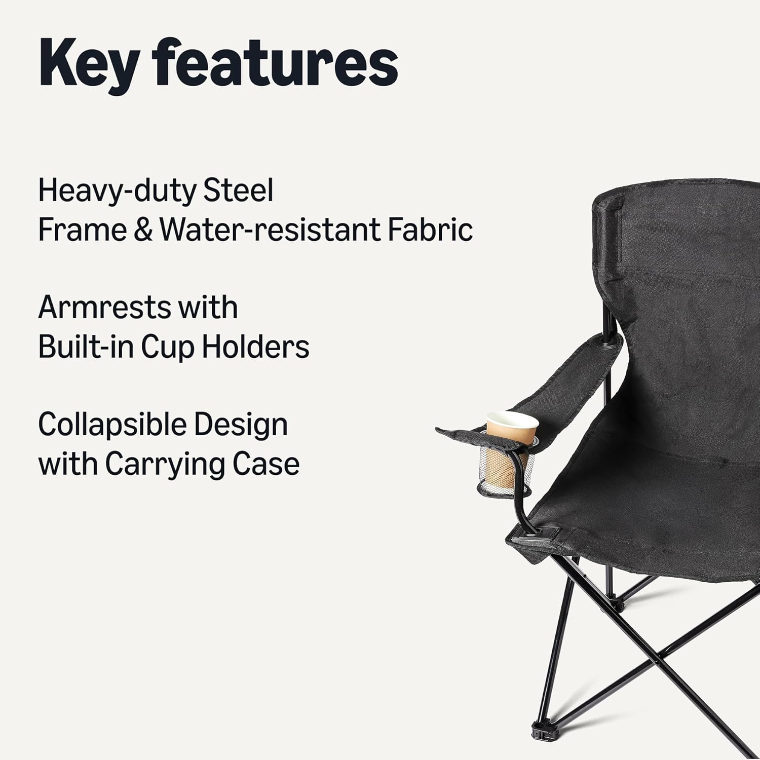 Portable Folding Camping Chair 2 Pack Cup Holder Carry Bag