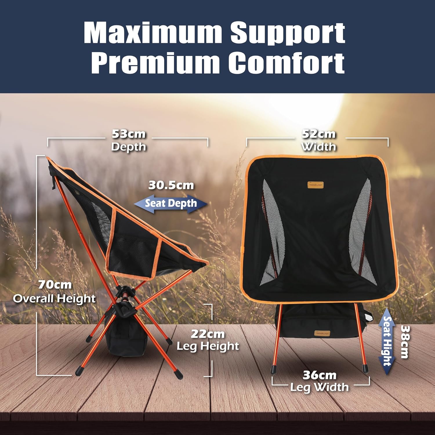 Ultralight Folding Camping Chair 0.9kg Compact Black