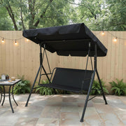 Black 3 Seater Garden Swing Bench with Canopy