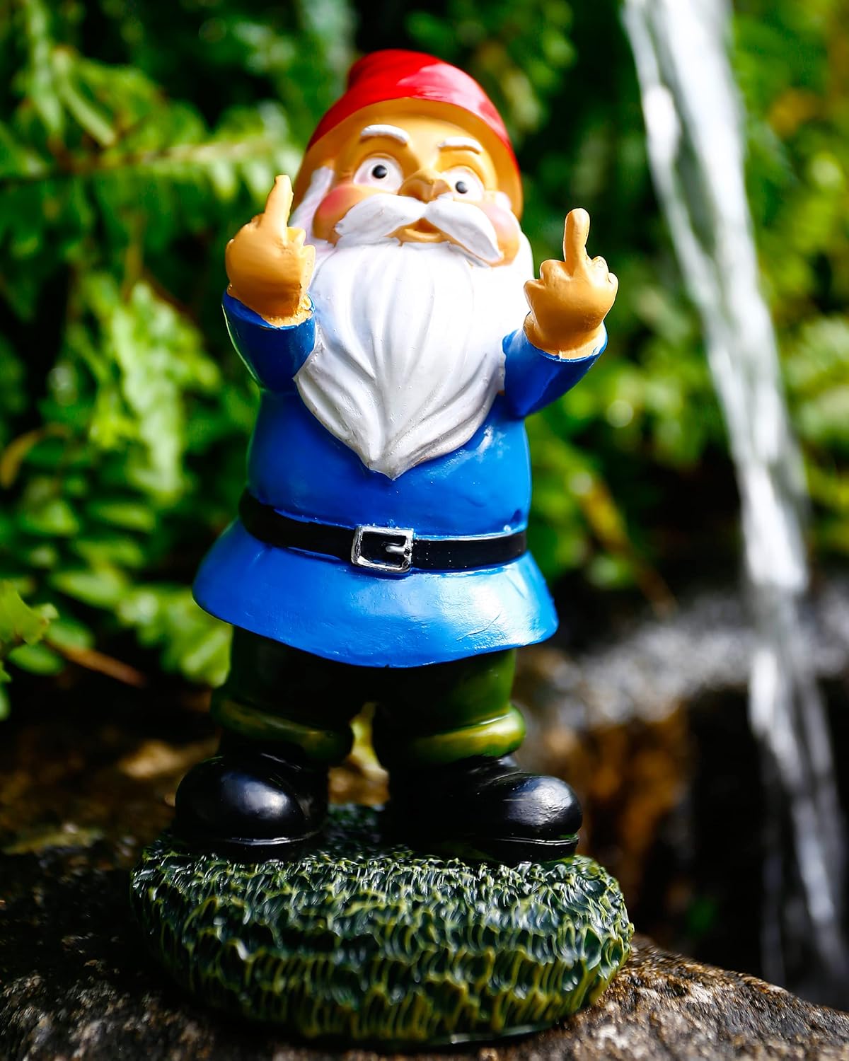 Funny Garden Gnome Middle Finger Statue Outdoor Naughty Decor