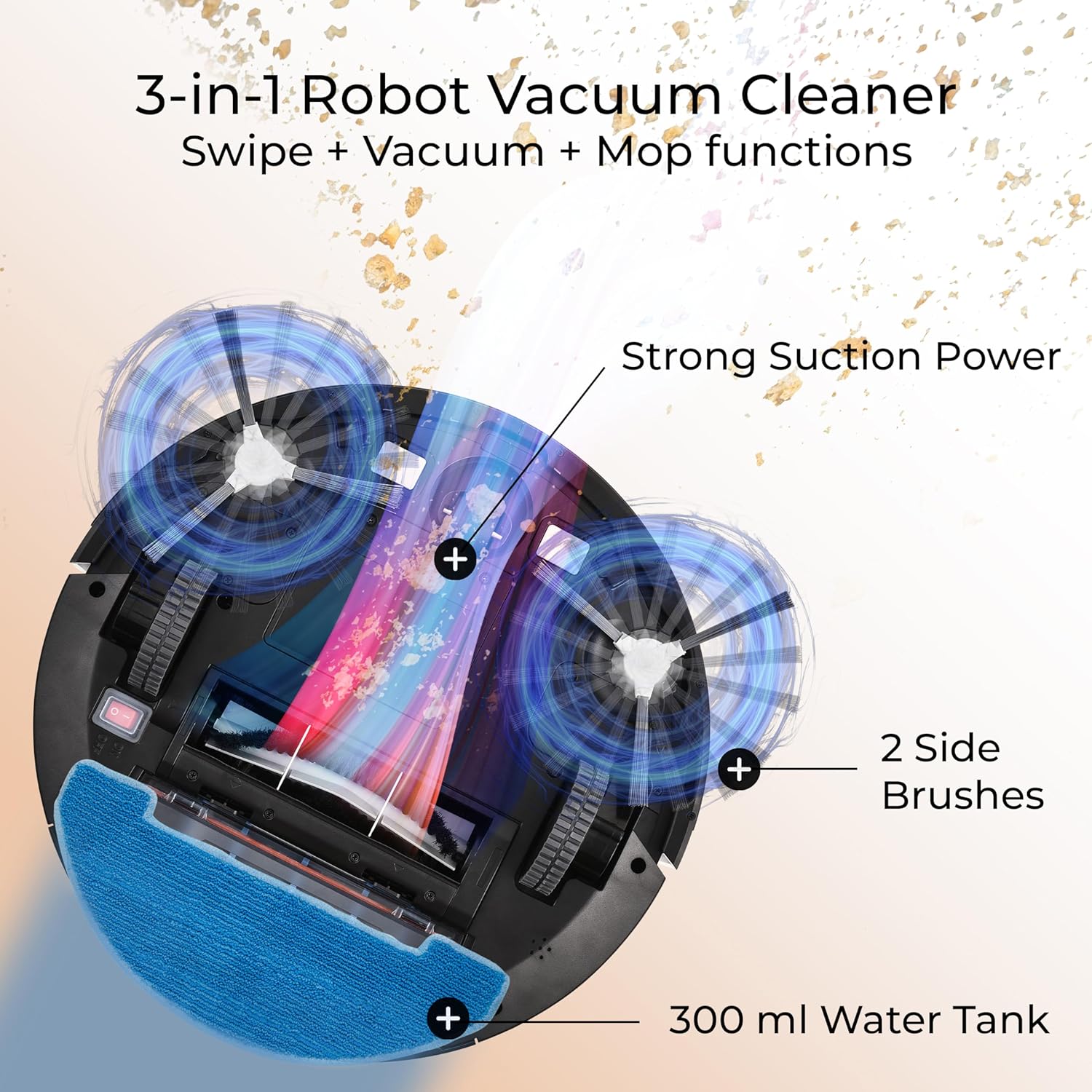 Robot Vacuum Mop 1600Pa 3 in 1 Auto Clean Quiet 120min Runtime