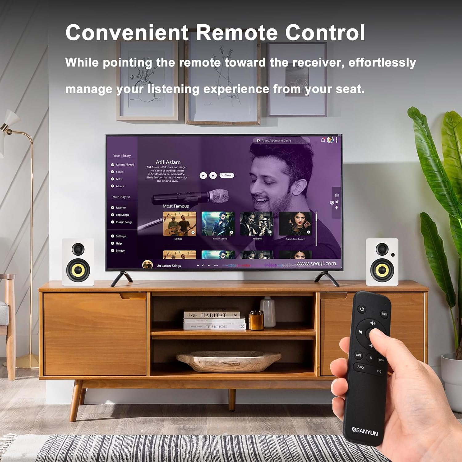 80W Bluetooth Bookshelf Speakers HiFi Studio Monitor Optical USB DAC TRS