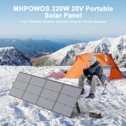 220W Portable Foldable Solar Panel 20V IP67 Waterproof Camping Charger