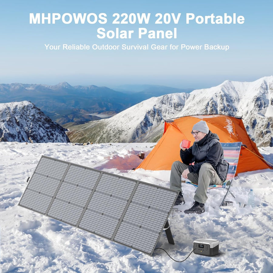 220W Portable Foldable Solar Panel 20V IP67 Waterproof Camping Charger