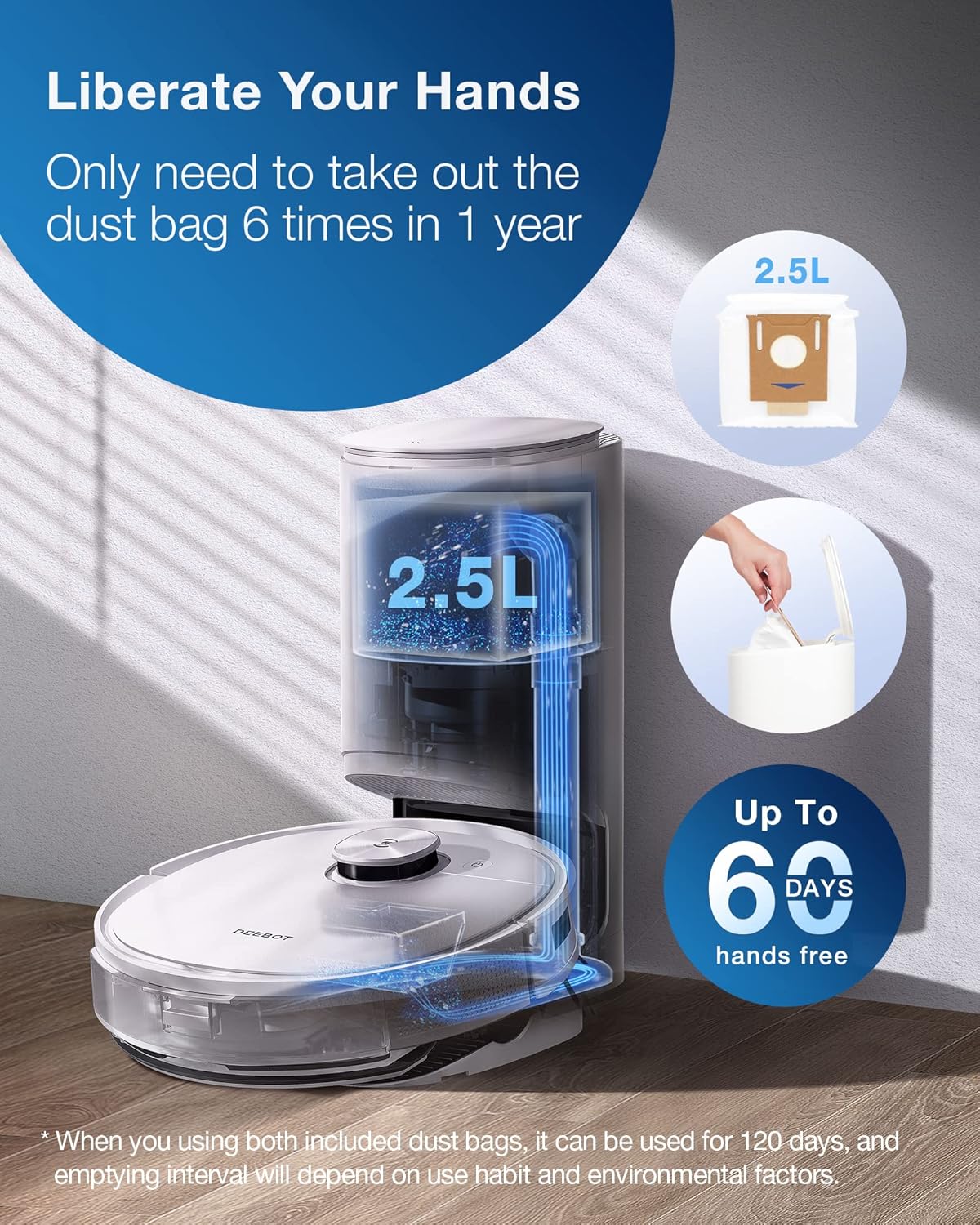 Robot Vacuum Mop Self Empty 3000Pa LiDAR Mapping Smart Clean