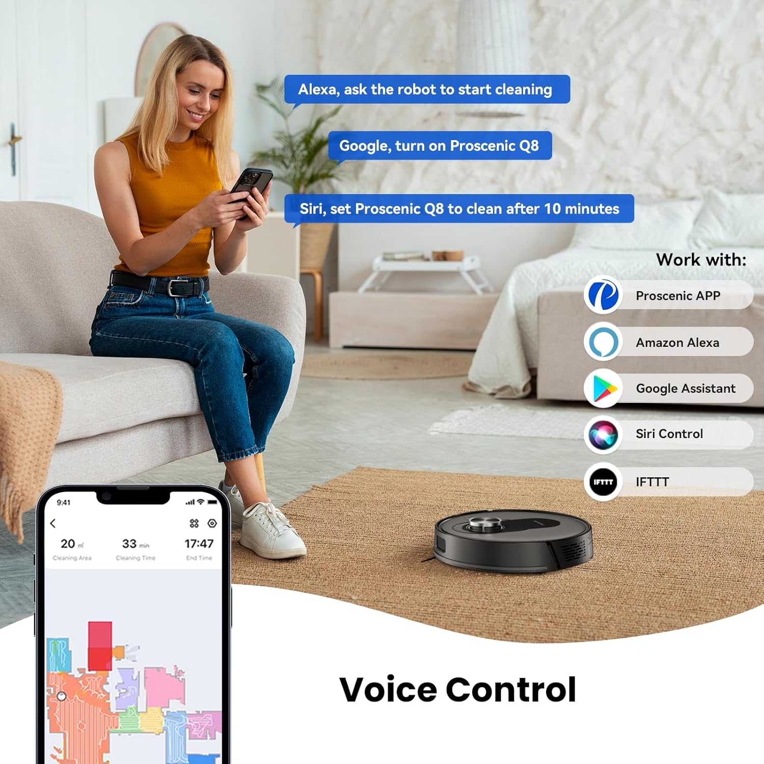 Robot Vacuum Mop 6000Pa LiDAR Mapping WiFi App Pet Hair Clean