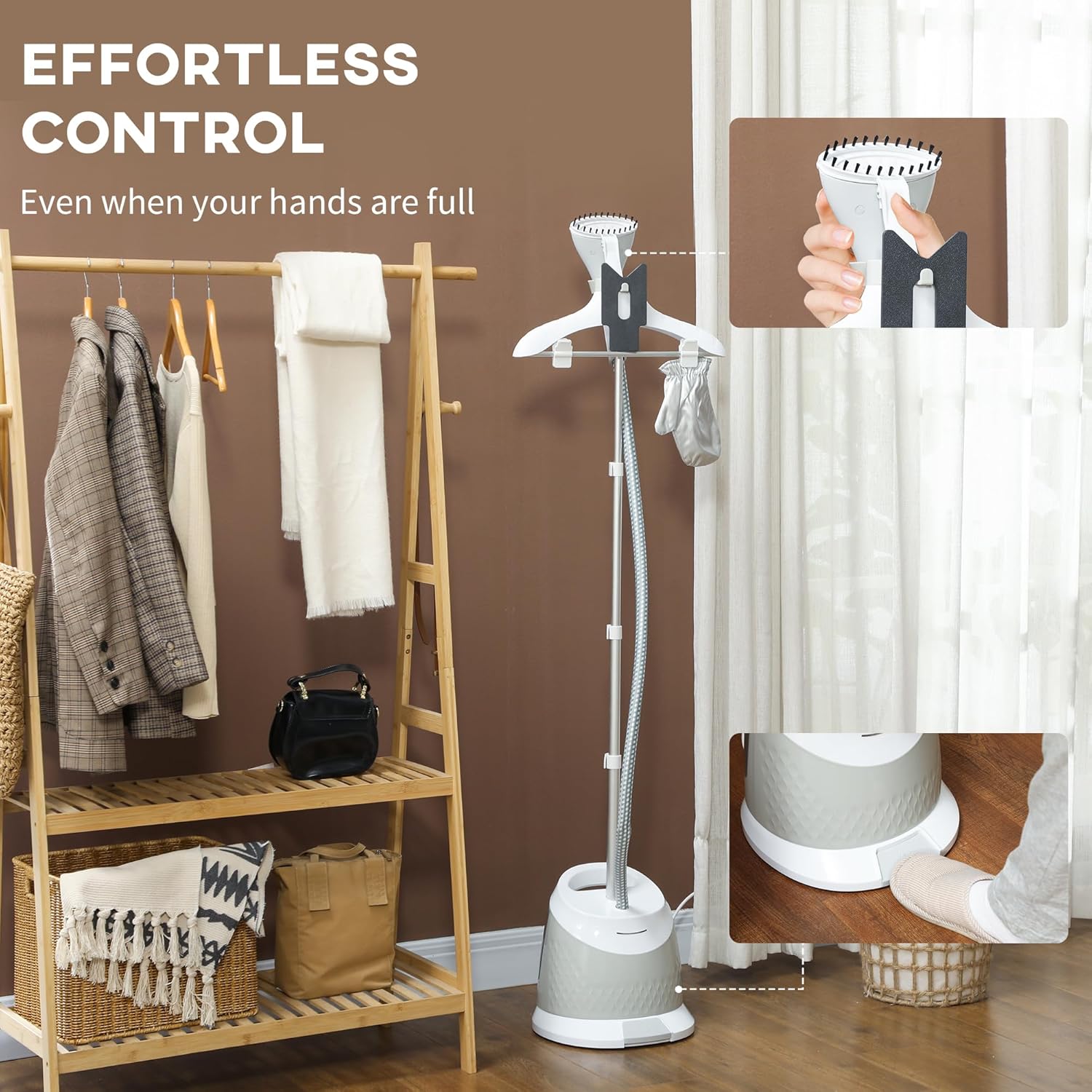 Upright Garment Steamer 1800W 1.8L Tank 50 Min Steam 36g
