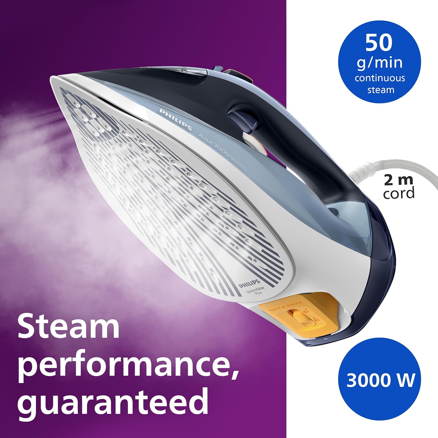 2800W Steam Iron 250g Boost SteamGlide Soleplate Vertical Steam
