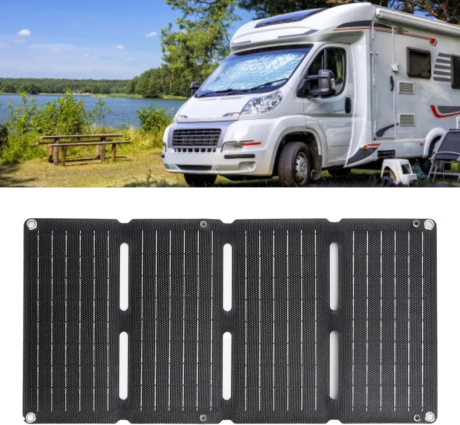 80W Foldable Solar Panel Charger Dual USB 12V Fast Charge