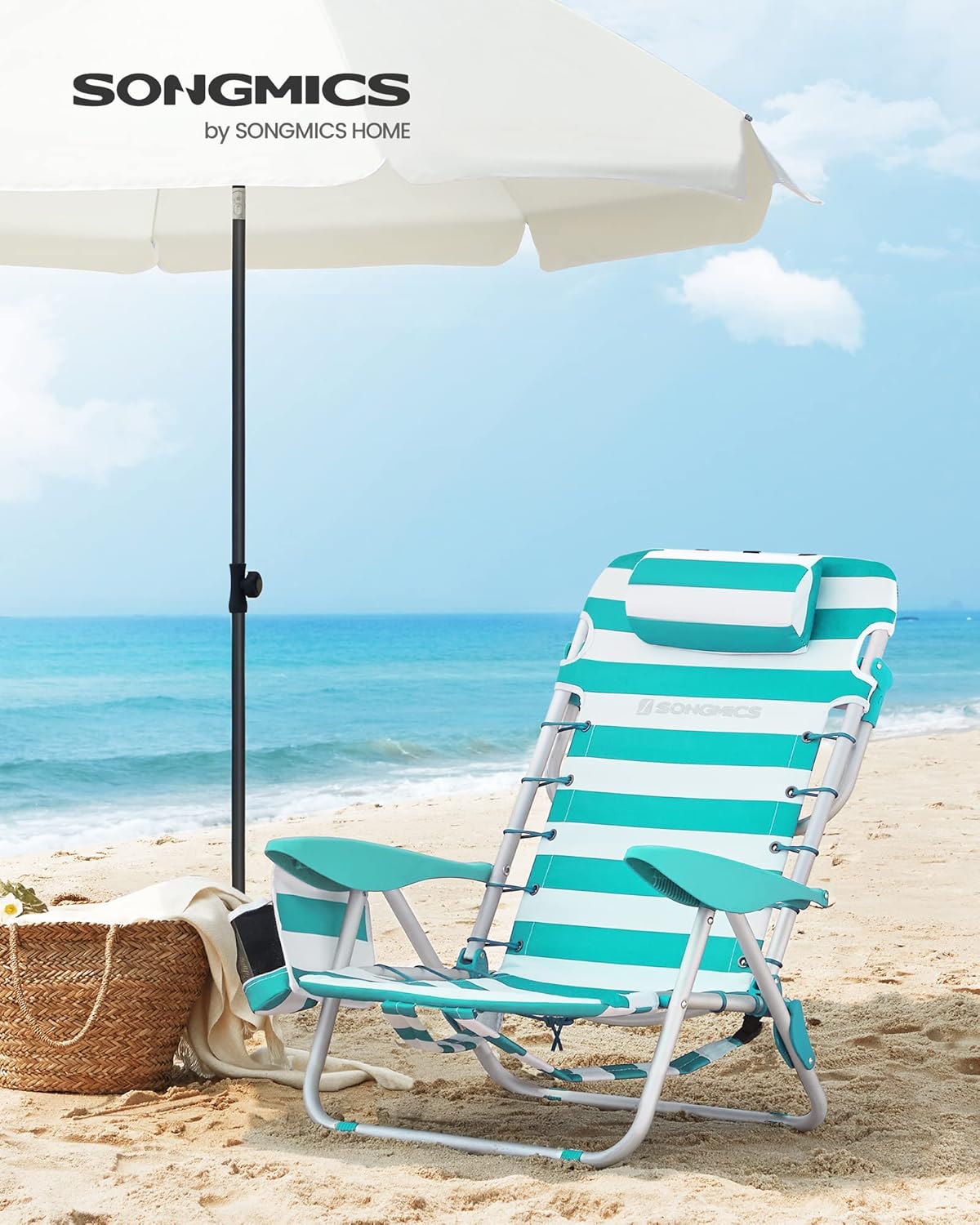 Portable Beach Chair Reclining Foldable Seat Green