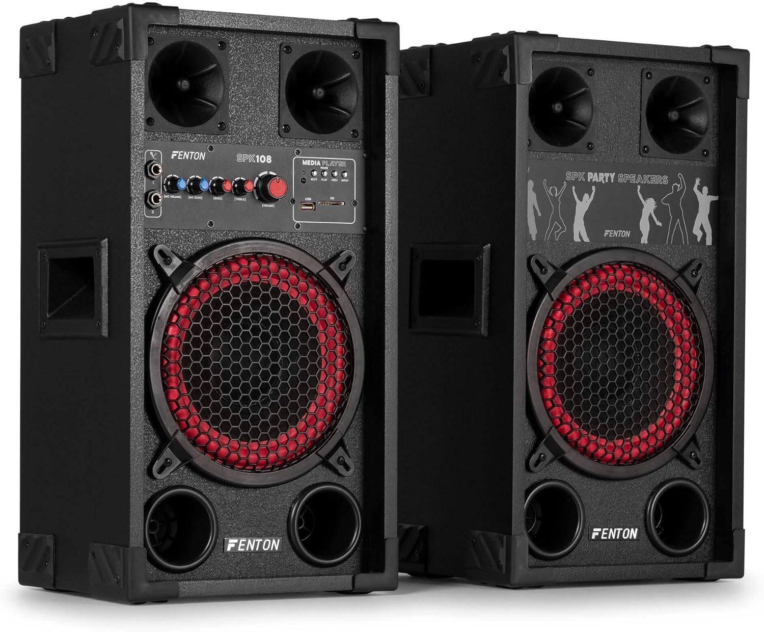 Bluetooth Party Speaker Set 400W 8 Inch LED DJ Home Audio