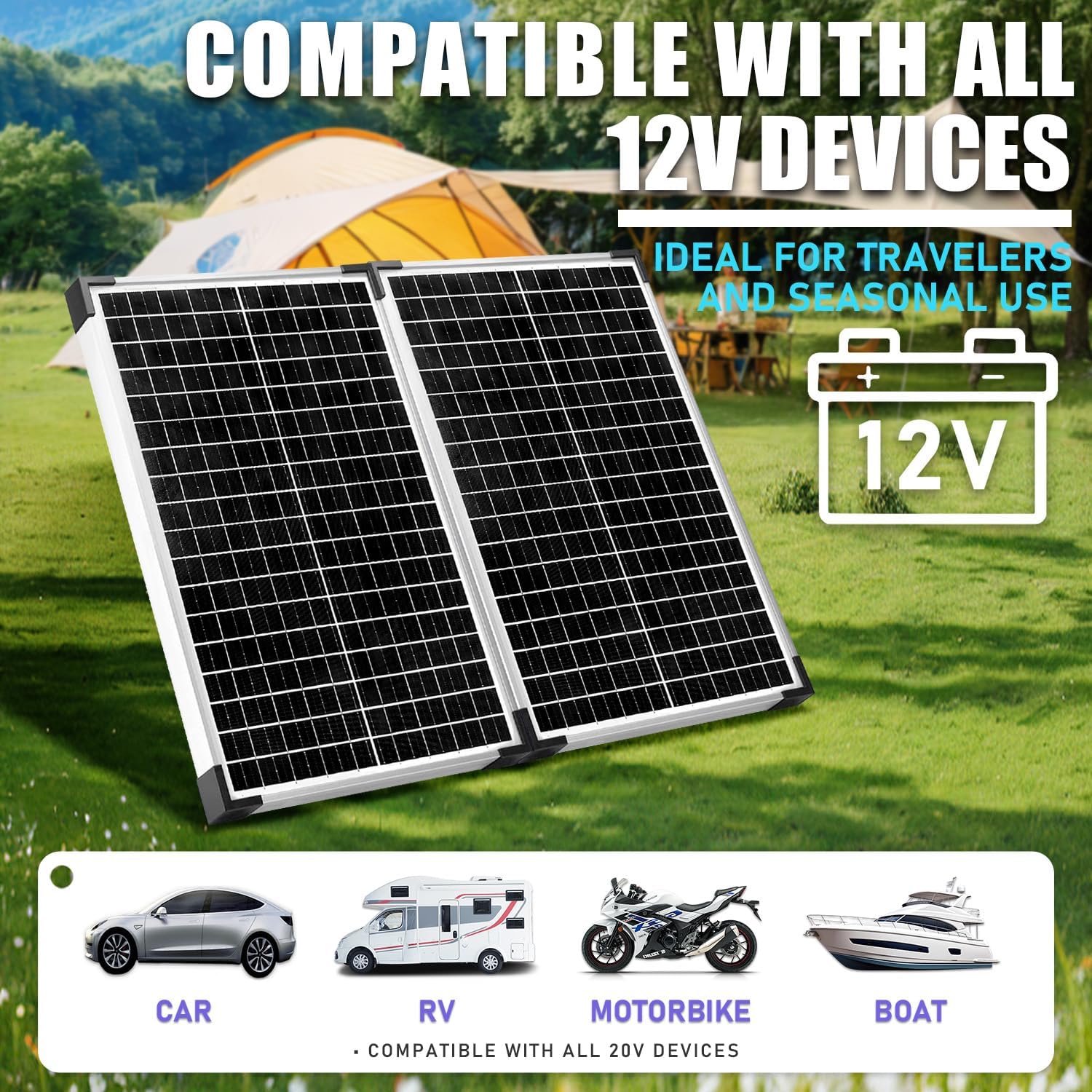 30W 12V Solar Panel Kit Battery Charger Controller Camping RV Boat