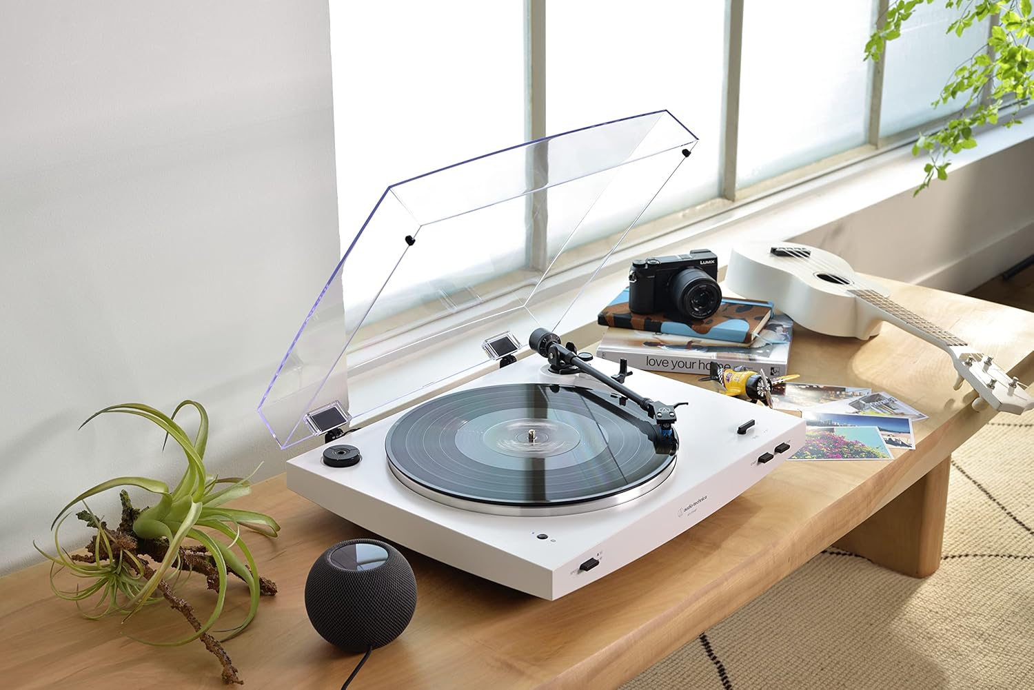 Bluetooth Automatic Belt Drive Turntable White 33 45 RPM